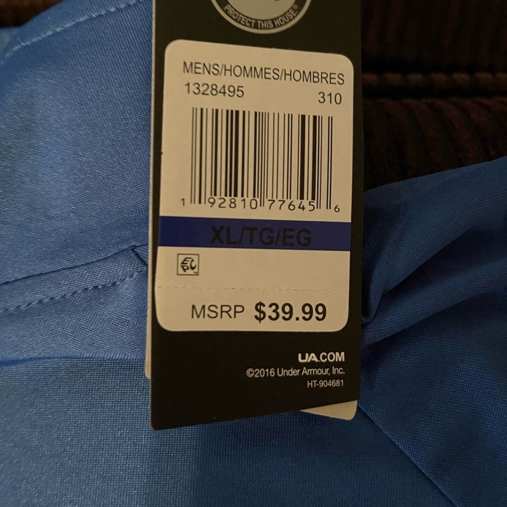 NWT blue under Armour shirt. Partial zip. Size X Large - Picture 2 of 2